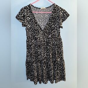 Jessica Simpson Black and White Leopard Print Dress